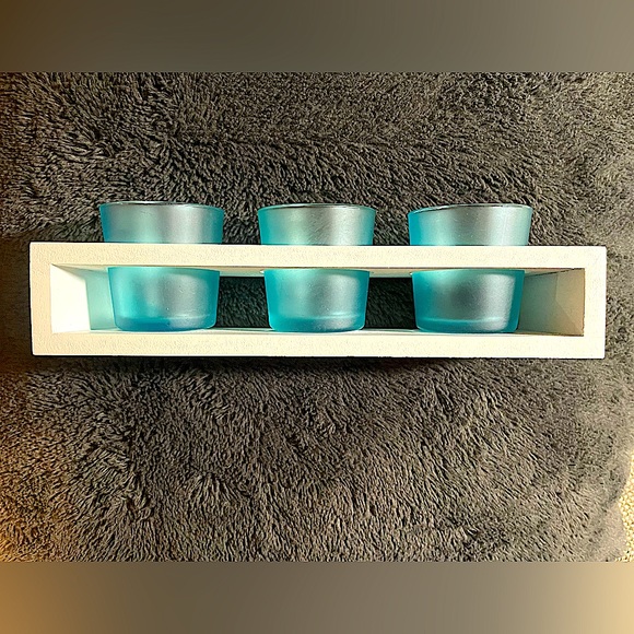 Votive Candle Holder Set with Wooden Display Tray - Picture 1 of 13